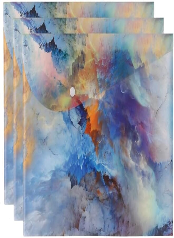 3A PP-7706F-10 Plastic Paper Folder 26 * 35 cm with Clips 3 Pieces - Multi Color